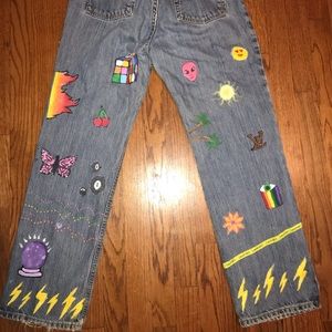 vsco painted jeans